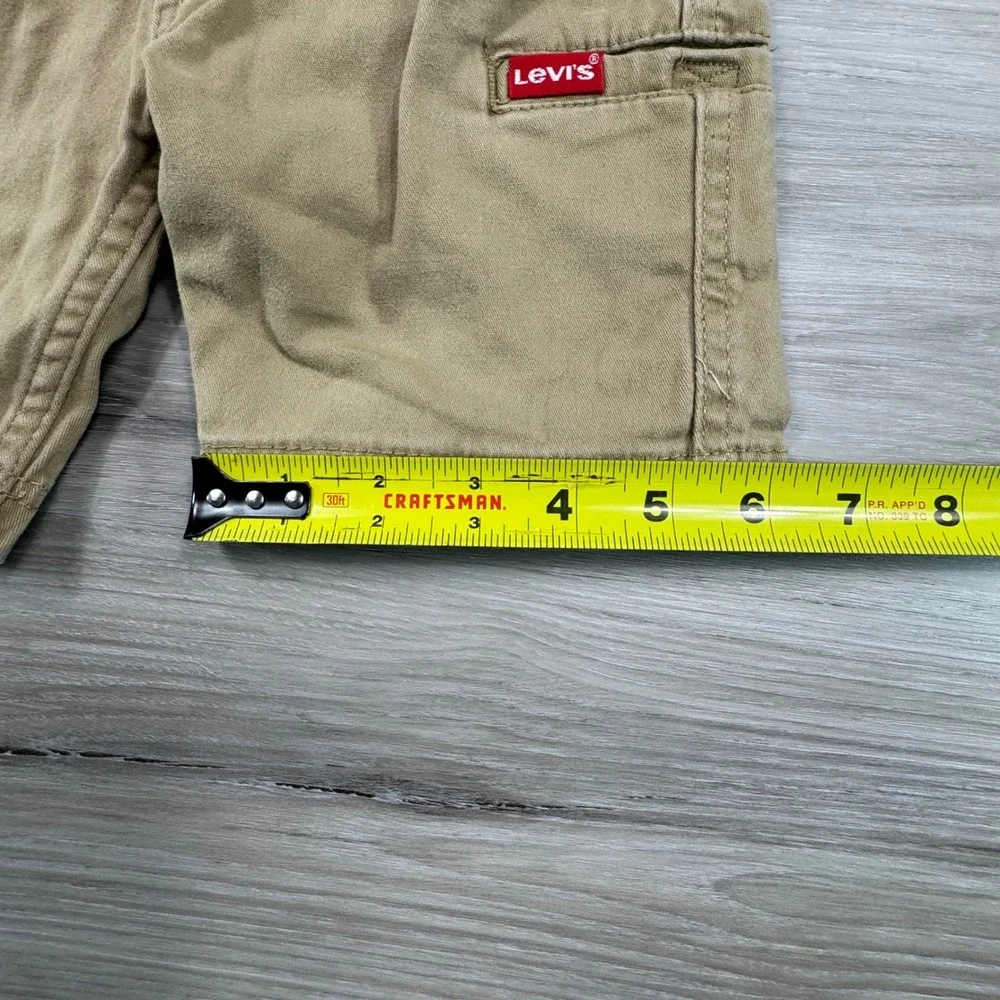 Levis Boys Khaki Cargo Shorts Size 4/5 Tan Cotton Stretch Adjustable‎ Waist